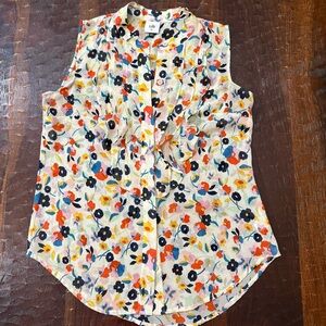 CAbi Multicolor Floral Sleeveless Blouse